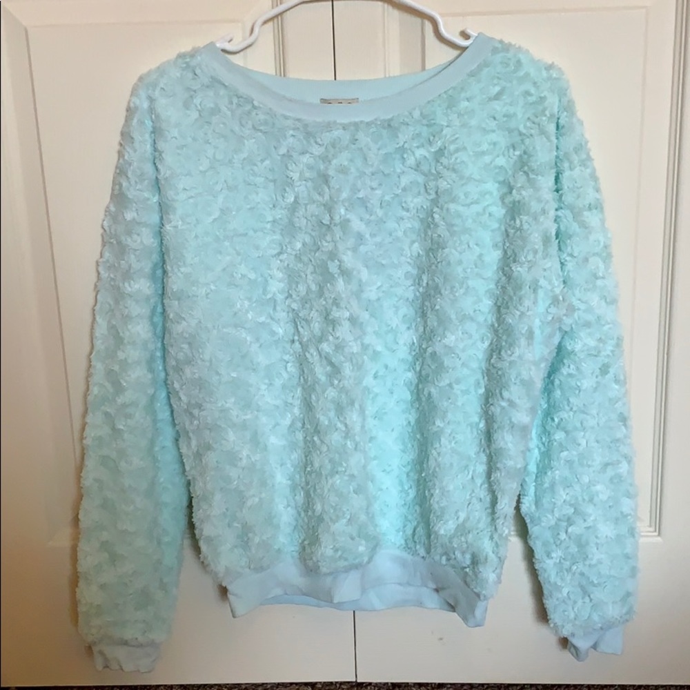 Mint colored furry sweater - Picture 1 of 4
